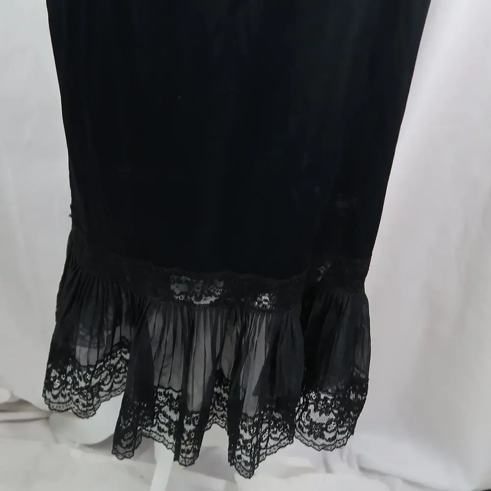 Vintage Van Raalte Black Lace Trim Slip Dress Small - Picture 5 of 7
